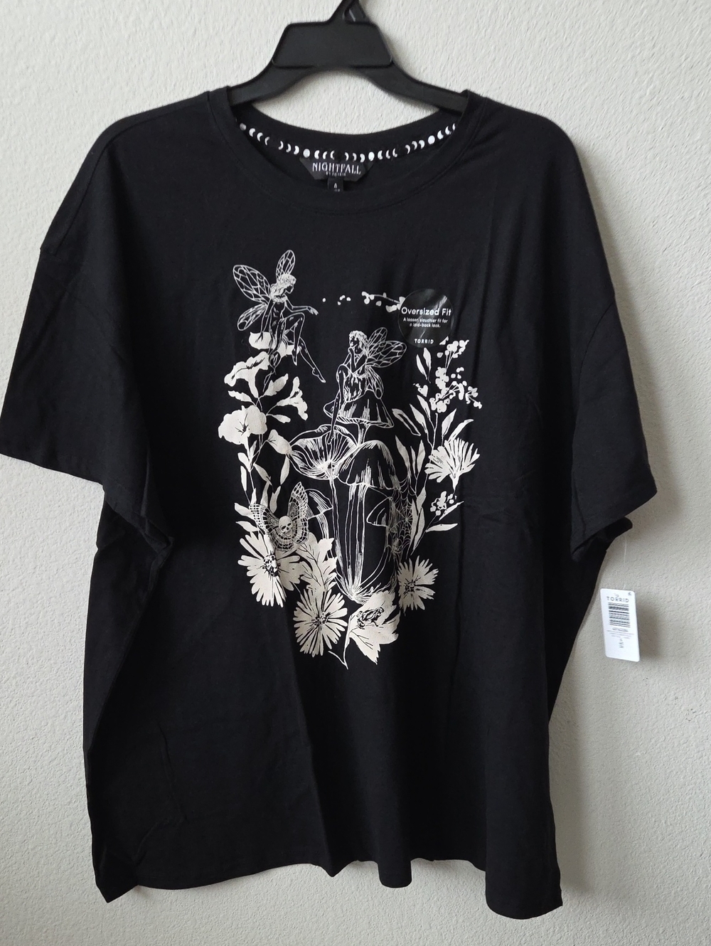 Torrid Nightfall Women's Black Floral Fairy Graphic Tee Plus Size 4 4X 26